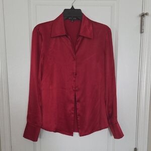 Kasper Red Satin Blouse